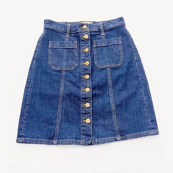 Madewell Dark Wash Denim Jean Button Down Skirt SZ25 - Picture 6 of 7